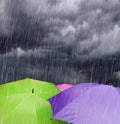 Umbrellas in Rainy Storm Clouds Royalty Free Stock Photo