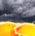 Umbrellas in Rainy Storm Clouds Royalty Free Stock Photo