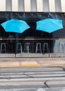 Umbrellas at the sidewalk saloon