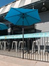 Umbrellas at the sidewalk saloon