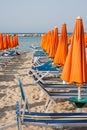 Umbrellas and sunbeds in Rimini and Riccione and Cattolica Beach