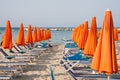 Umbrellas and sunbeds in Rimini and Riccione and Cattolica Beach