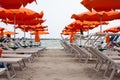 Umbrellas and sunbeds in Rimini and Riccione and Cattolica Beach