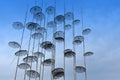 Umbrellas at the beach, sculpture of Giorgos Zongolopoulos Royalty Free Stock Photo