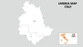 Umbria Map. State and district map of Umbria. Administrative map of Umbria with district and capital in white color