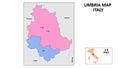Umbria Map. State and district map of Umbria. Political map of Umbria with neighboring countries and borders