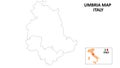 Umbria Map. State and district map of Umbria. Political map of Umbria with outline and black and white design