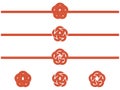 Ume knot mizuhiki made with five red and white strings