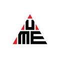 UME triangle letter logo design with triangle shape. UME triangle logo design monogram. UME triangle vector logo template with red Royalty Free Stock Photo