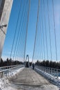 Umea, Norrland Sweden - March 26, 2023: the Lundabron on a sunny winter day. By the Umea River. Royalty Free Stock Photo