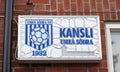 Sign in white and blue with the text: office Umea south football club