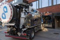 Sludge car has parked at the pub for sewer cleaning