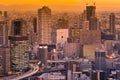 Umeda city office building aerial view sunset tone, Royalty Free Stock Photo