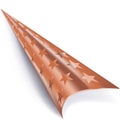 Rolled corner in bronze with stars on a wrapping paper Royalty Free Stock Photo
