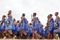 Umhlanga Reed Dance ceremony, annual traditional national rite, one of eight days celebration, young virgin girls with big knives