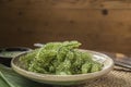 Umi-budou Seaweed or Green Caviar Healthy sea food or sea grapes seaweed on plate Royalty Free Stock Photo