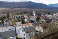 Umiken near Brugg with church and view to the castle Habsburg