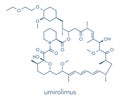 Umirolimus immunosuppressant molecule. Used in drug-eluting coronary stents. Skeletal formula. Royalty Free Stock Photo