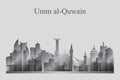 Umm al-Quwain city skyline silhouette in grayscale Royalty Free Stock Photo