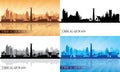 Umm al-Quwain city skyline silhouettes Set Royalty Free Stock Photo