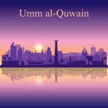 Umm al-Quwain silhouette on sunset background Royalty Free Stock Photo