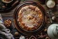 Umm Ali Egyptian Dessert, Egyptian Bread Pudding Made with Sweet Pastry Dough Layers, Milk, Sugar Royalty Free Stock Photo