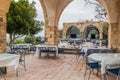 UMM QAIS, JORDAN - MARCH 30, 2017: Umm Qais Resthouse restaurant at the ruins in Umm Qa