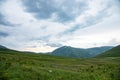 Ummer landscape on a cloudy day in a mountain valley. Russia, Adygea
