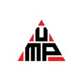 UMP triangle letter logo design with triangle shape. UMP triangle logo design monogram. UMP triangle vector logo template with red