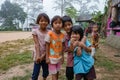 Umphang, Thailand November 26, 2016 - unidentified Karen children 5-8 years old in Karen hill tribe village