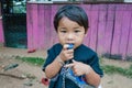 Umphang, Thailand November 26, 2016 - unidentified Karen children 5-8 years old in Karen hill tribe village