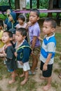 Umphang, Thailand November 26, 2016 - unidentified Karen children 5-8 years old in Karen hill tribe village