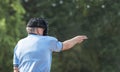 Home base umpire calls a strike Royalty Free Stock Photo