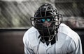 Umpire in sunglasses behind home plate Royalty Free Stock Photo