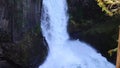 Umpqua or Toketee waterfall is seen in the foreground of a forest