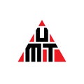 UMT triangle letter logo design with triangle shape. UMT triangle logo design monogram. UMT triangle vector logo template with red Royalty Free Stock Photo