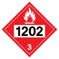 UN1202 Class 3 Diesel Fuel Symbol Sign, Vector Illustration, Isolate On White Background, Label .EPS10