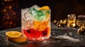 Un cocktail Ã  base de vodka Poliakov, de liqueur d\'orange, cranberry et citron vert, Ã©lectrisant et pÃ©tillant.Generative AI