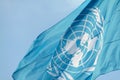 UN flag waving Royalty Free Stock Photo