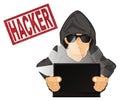 Hacker and red stamp