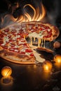 un impresionante fotografia de una porciÃ³n de pizza