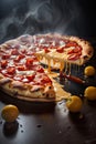 un impresionante fotografia de una porciÃ³n de pizza