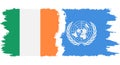 UN and Ireland grunge flags connection vector