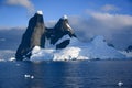 Una peaks, two towers of basalt on the entrance to Lemaire Channel , Antarctic Peninsula Royalty Free Stock Photo