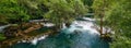 Una River. Waterfall in Martin brod. Bosna and Hercegovina. Beautiful big waterfall on the wild river.