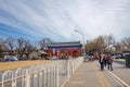 Unacquainted chinese people or touristin Walking near Temple of Heaven entrance Gate or Tiantan in Chinese Name in beijing city