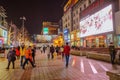 Unacquainted chinese people or touristin Walking on wangfujing Walking street in beijing city,China travel Royalty Free Stock Photo