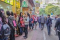 Unacquainted Chinese People walking in Shang Xia jiu walking street in Guangzhou city.Shang xia jiu walking street