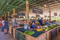 Unacquainted people walking and selling Otop product in Suan Sampran Sookjai Farmer`s Market