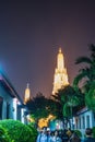 Unacquainted people walking in Wat arun in the night time. Royalty Free Stock Photo